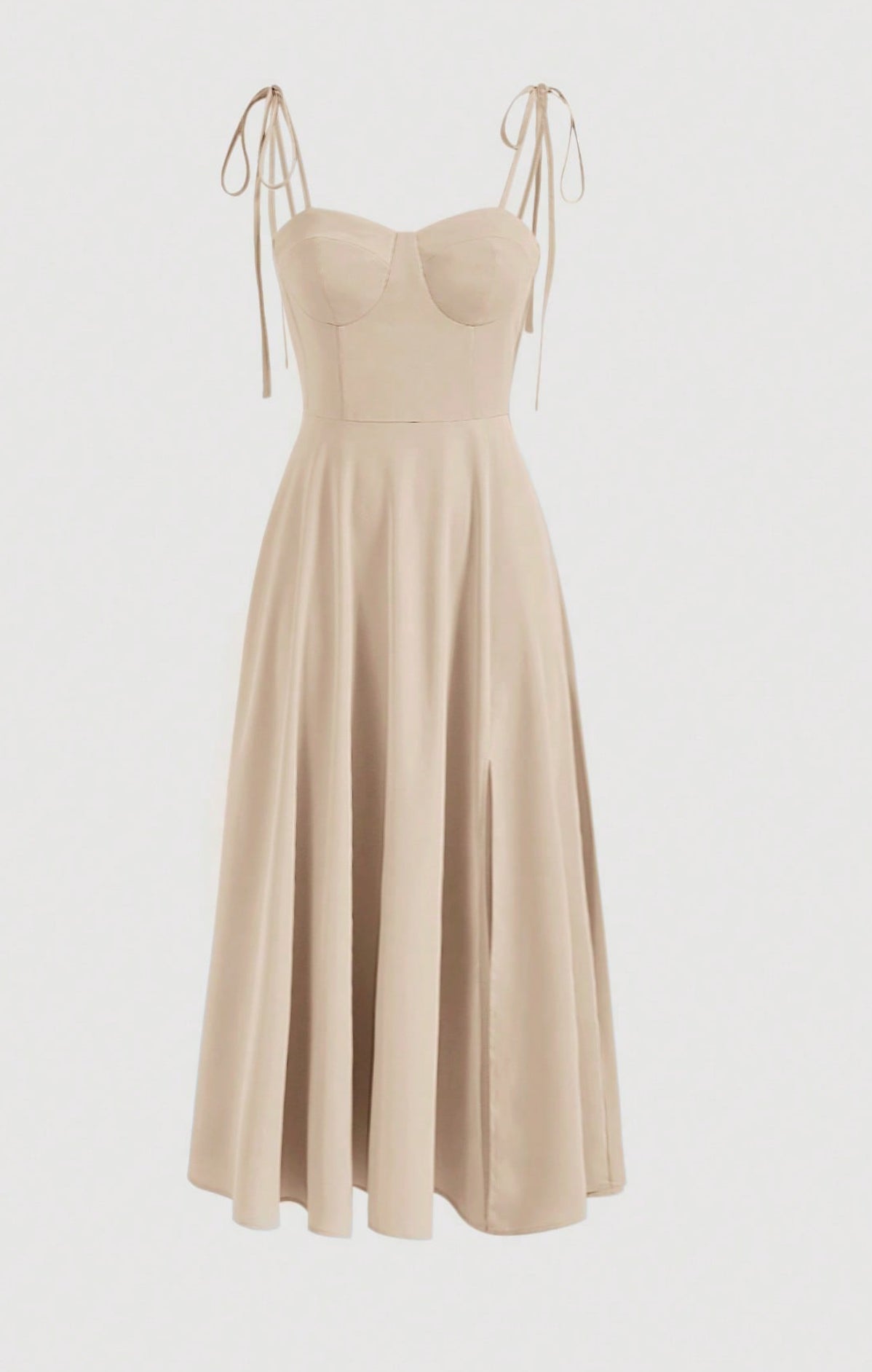 Shoulder tie Fit & Flare Midi Dress BE BOSY Shoulder tie Fit & Flare Midi Dress BE BOSY