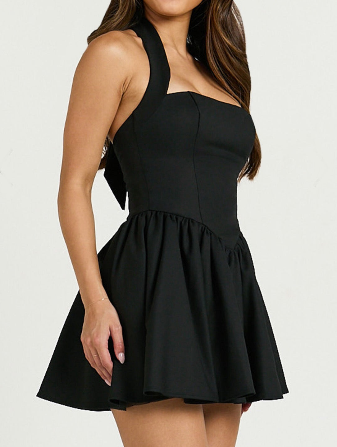 Fluttering Black Mini Dress