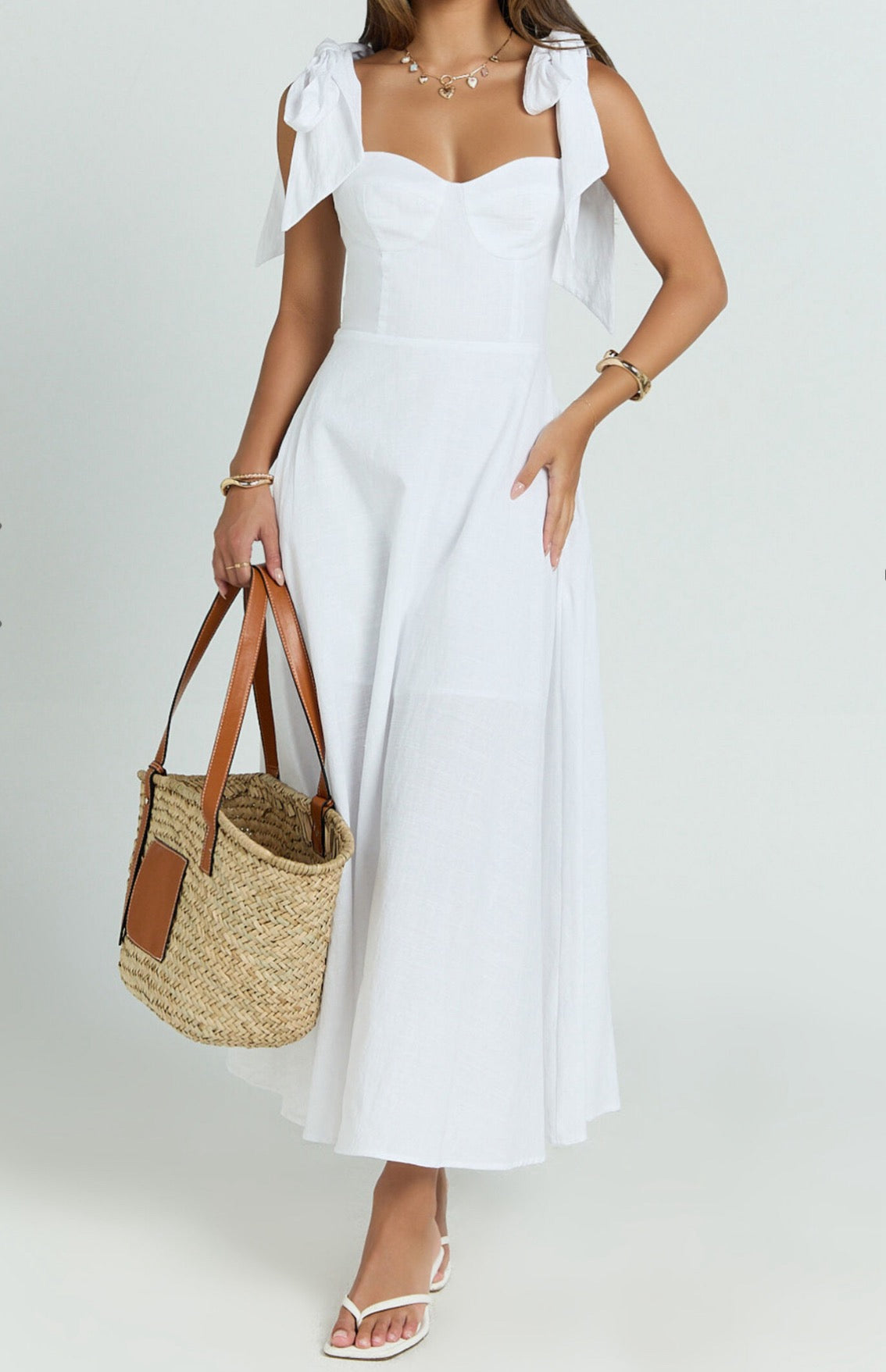 Shoulder Bow Maxi Dress
