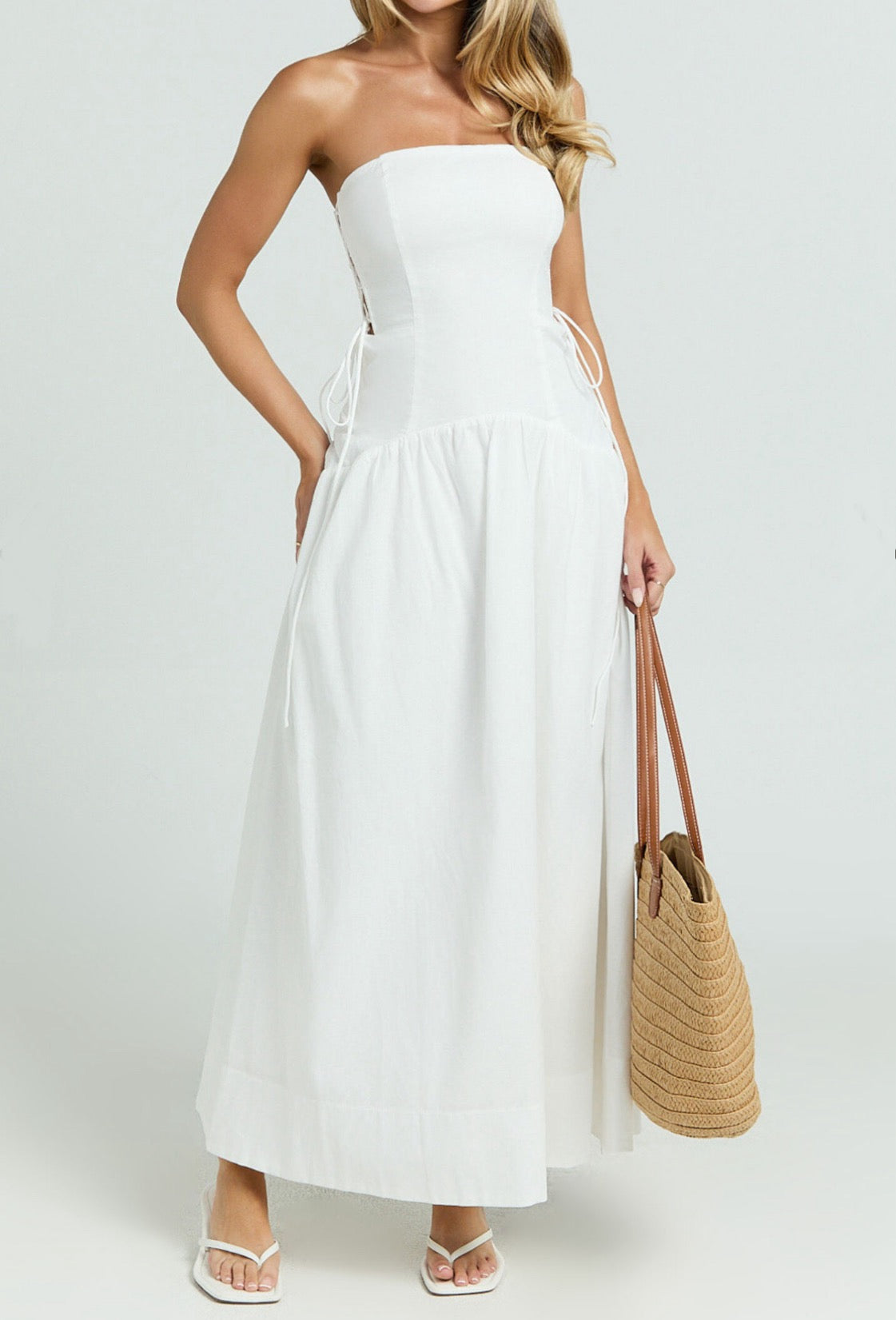 Boho Girl side string Midi Dress