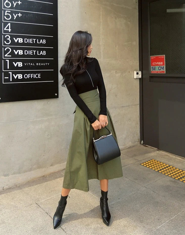 Back Bow Formal Pleated Skirt