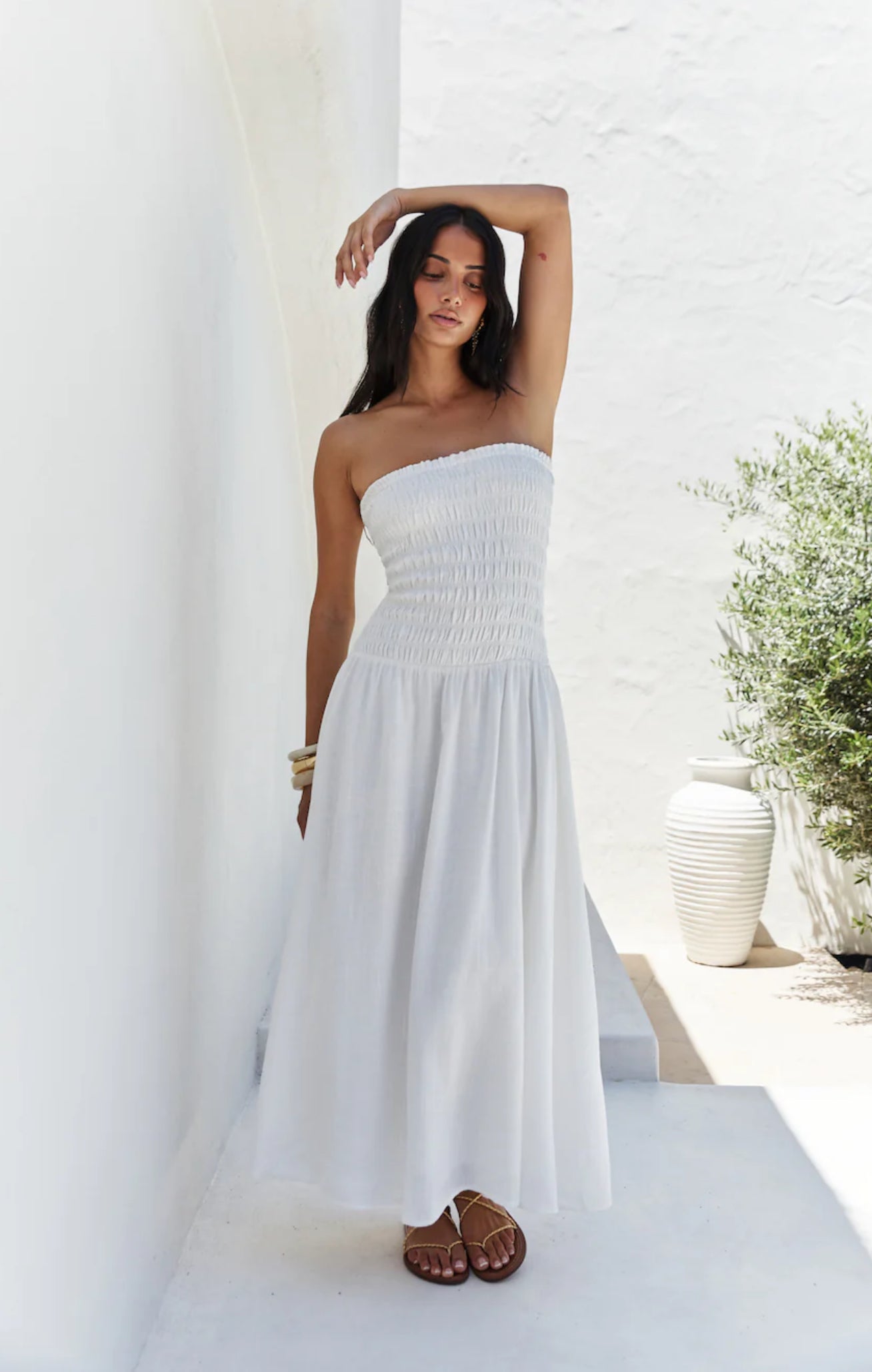 Blossom Bay Strapless Maxi Dress White