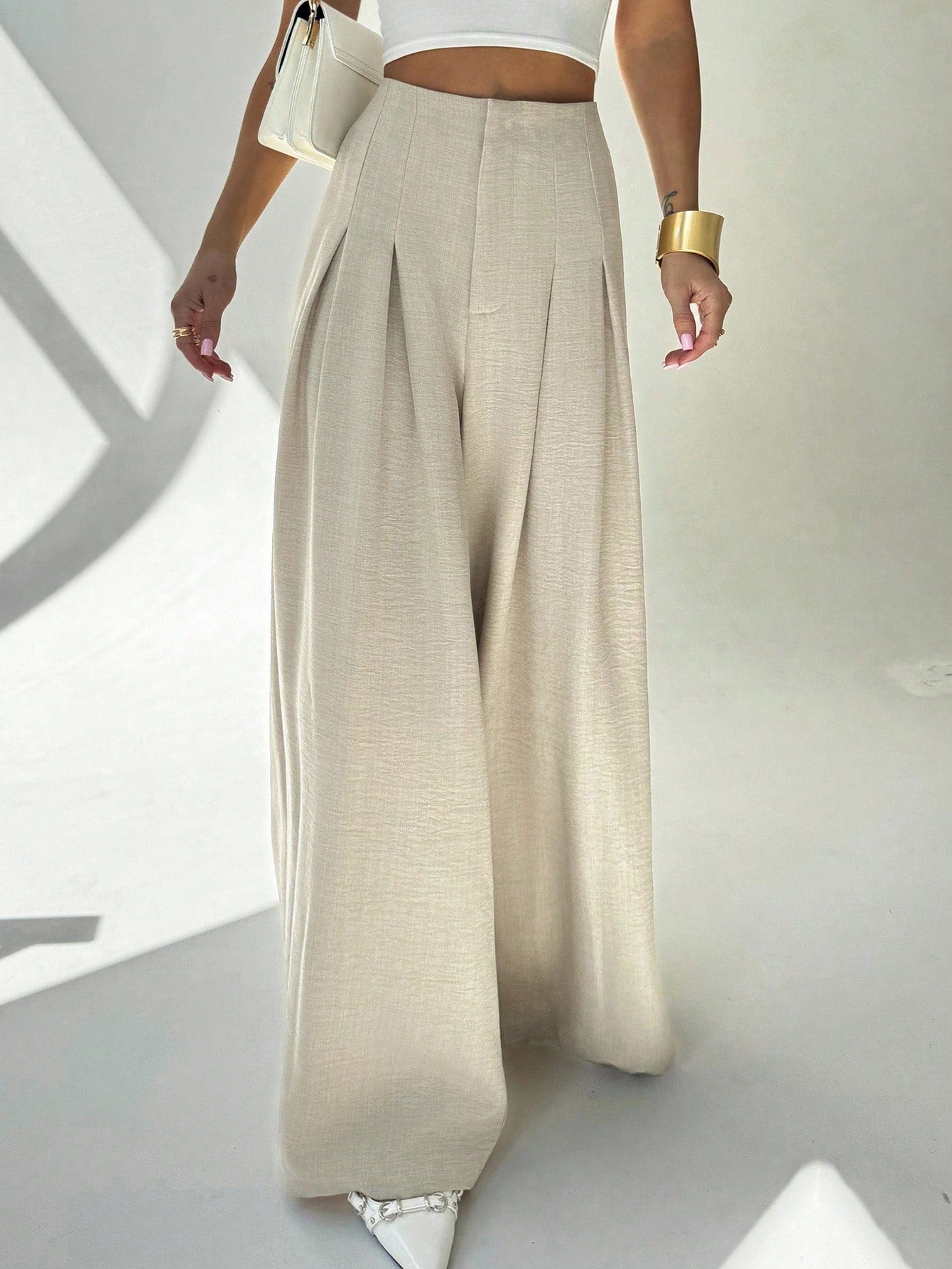 Women's Casual Elegant Pleated Loose Wide-Leg Pants