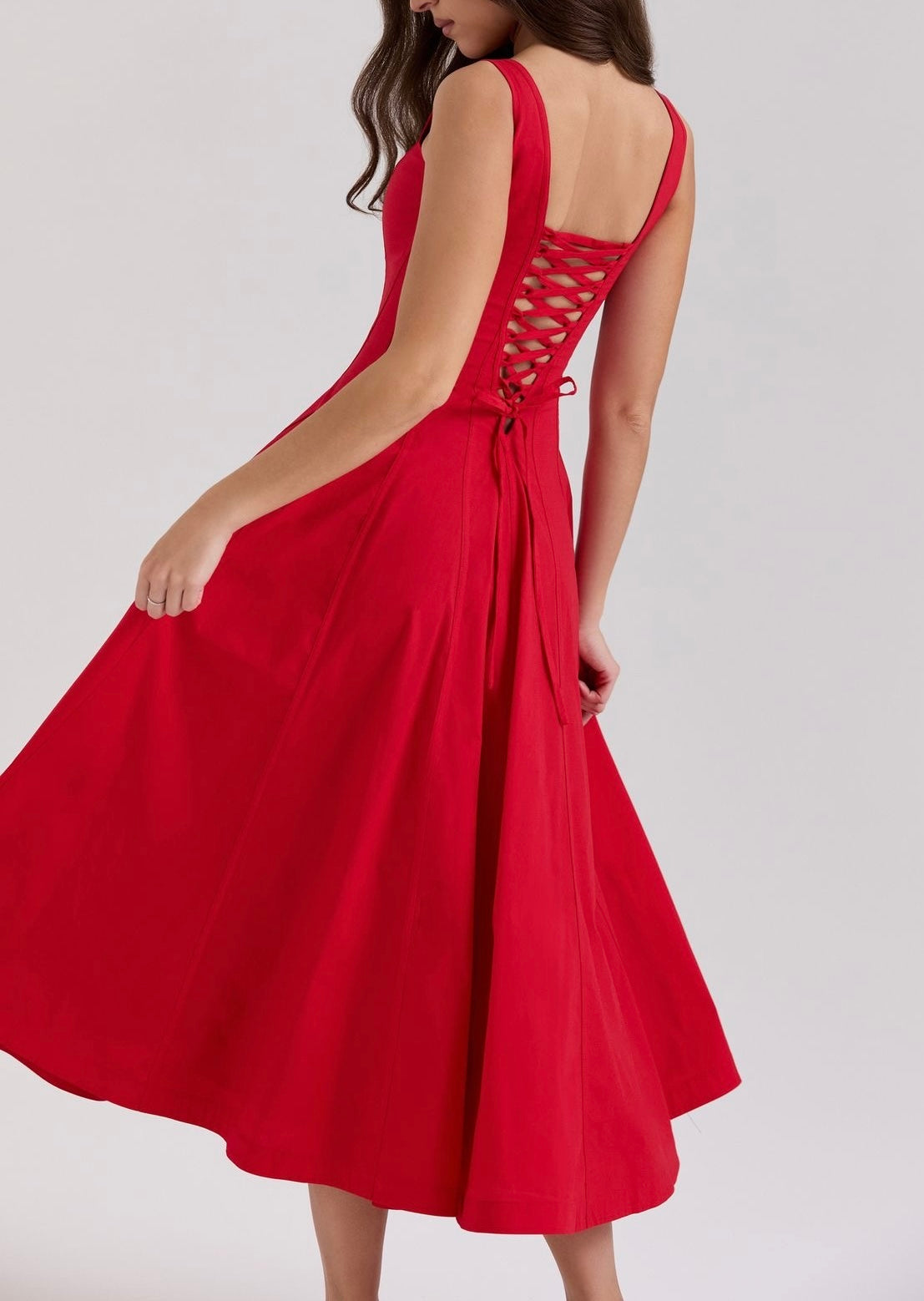Corset Red Midi Dress