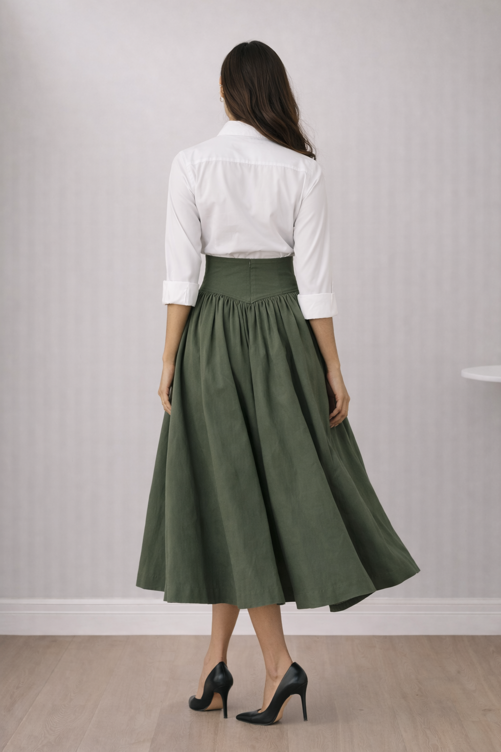 Women’s High Waist Flared Midi Skirt – Elegant Office & Casual Skirt