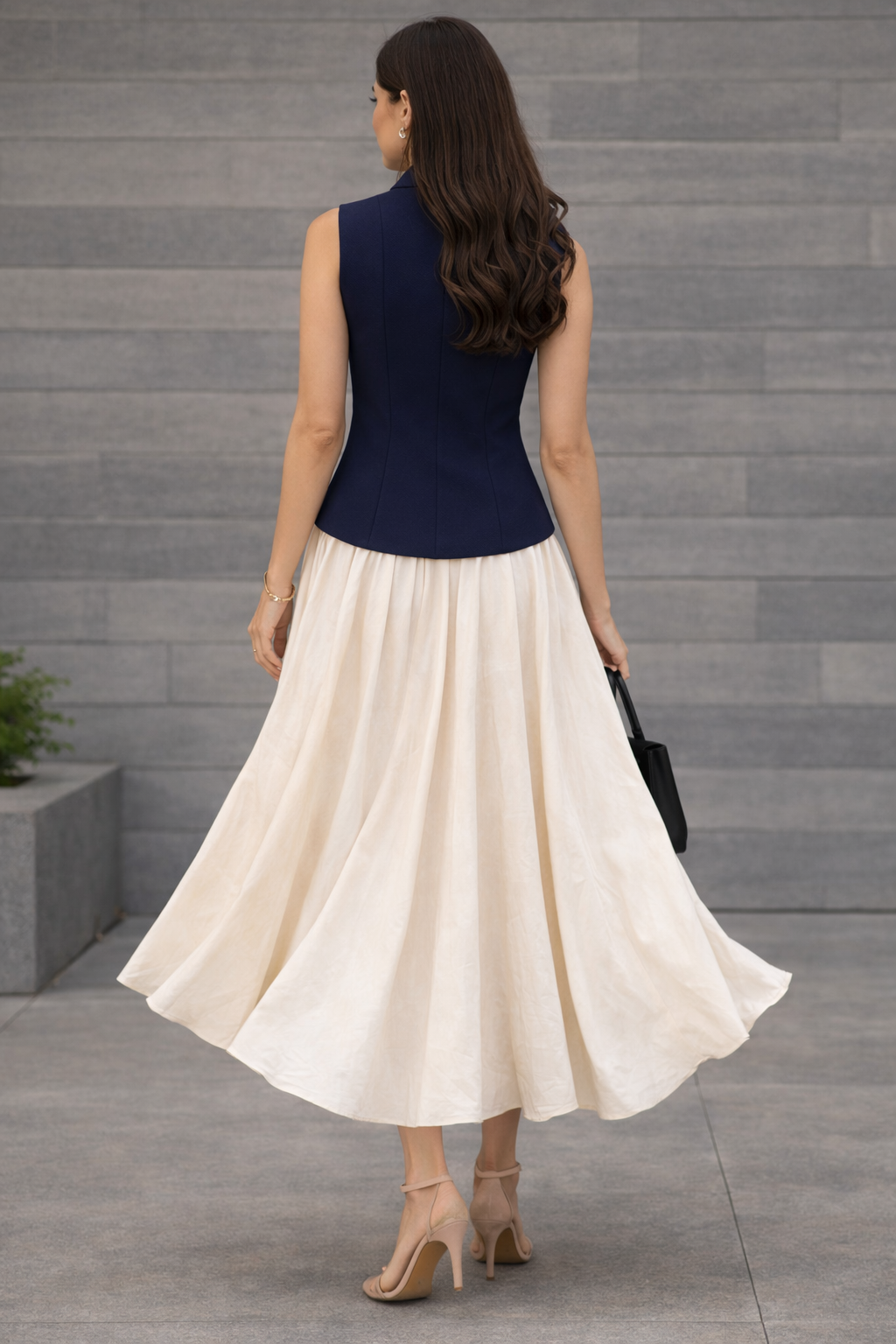 Blue Sleeveless Tailored Peplum Top for Women