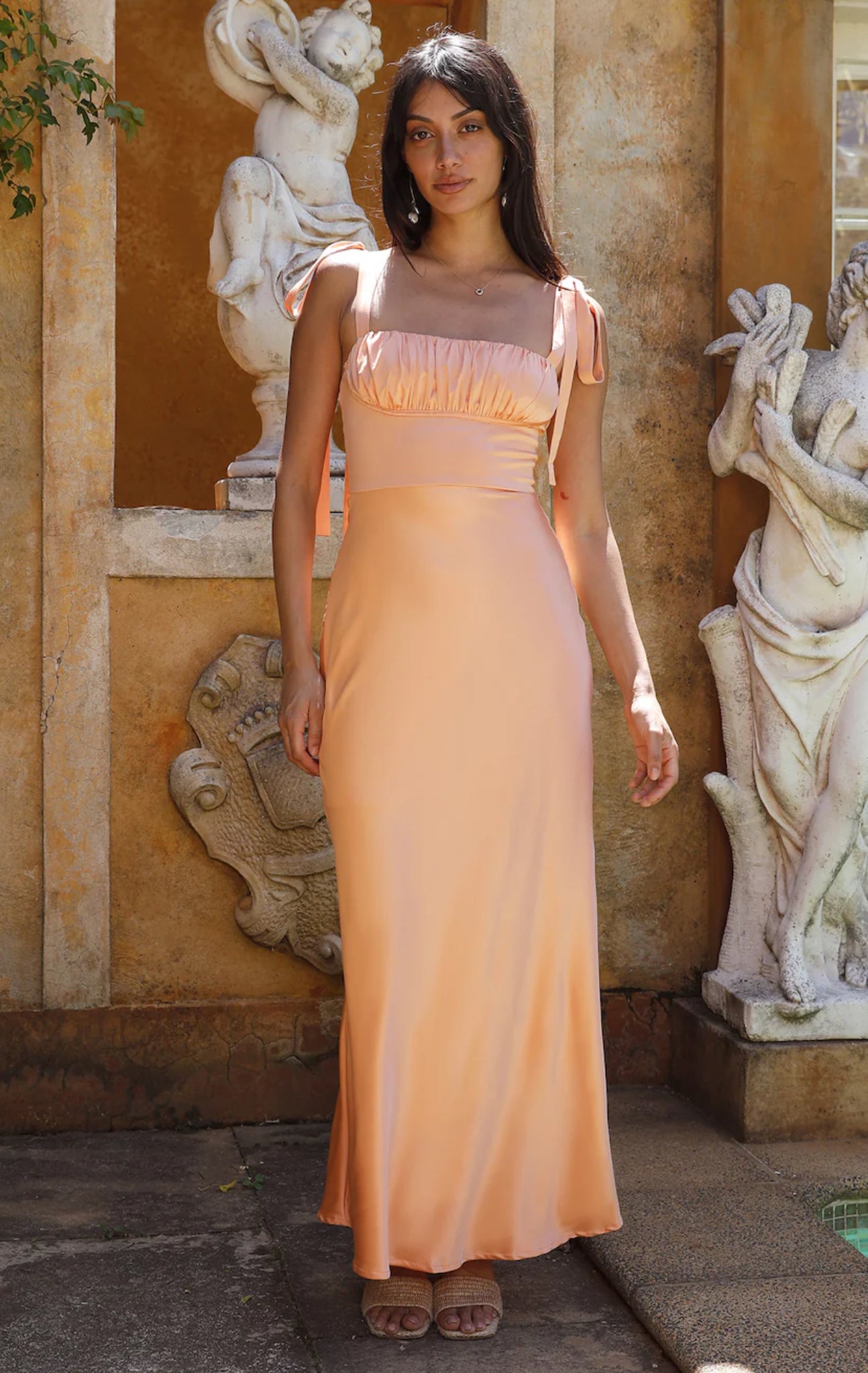 Blissful Satin Maxi Dress Orange