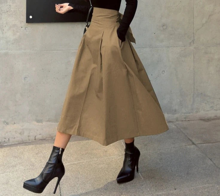Back Bow Formal Pleated Skirt
