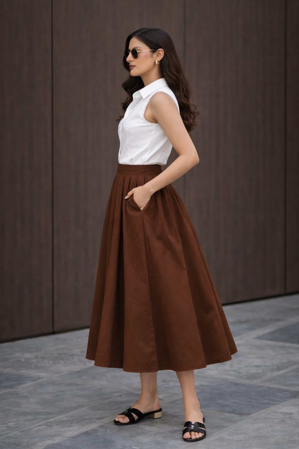 Pleated Midi Skirt | Formal midi skirt