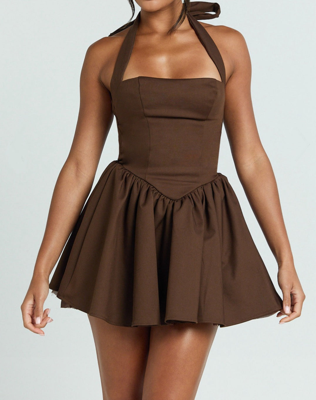 Fluttering Brown Mini Dress