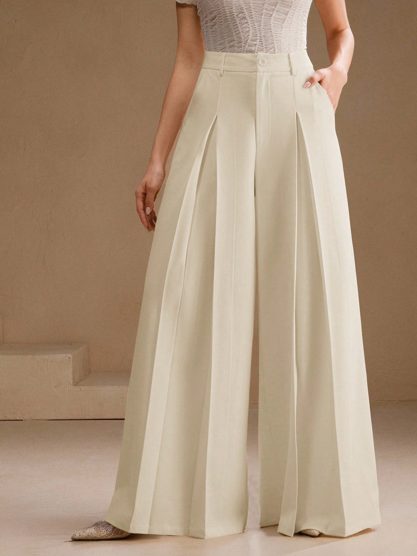 Women Loose fit Wide leg pleated Pant