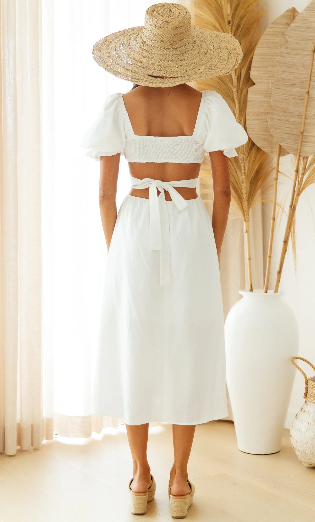 Soft Tides Midi Dress White