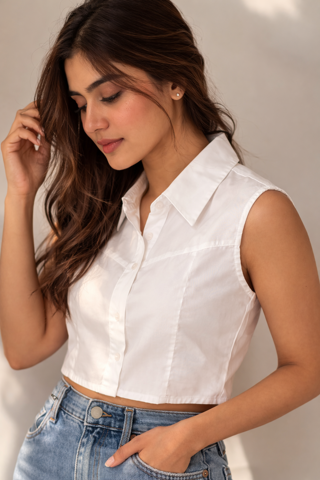 BE BOSY Women’s Solid Sleeveless Casual Shirt