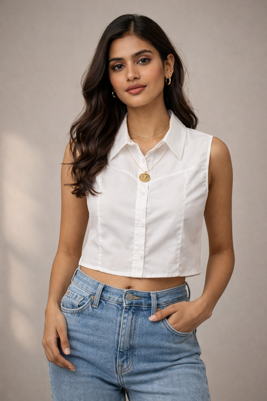 BE BOSY Women’s Solid Sleeveless Casual Shirt