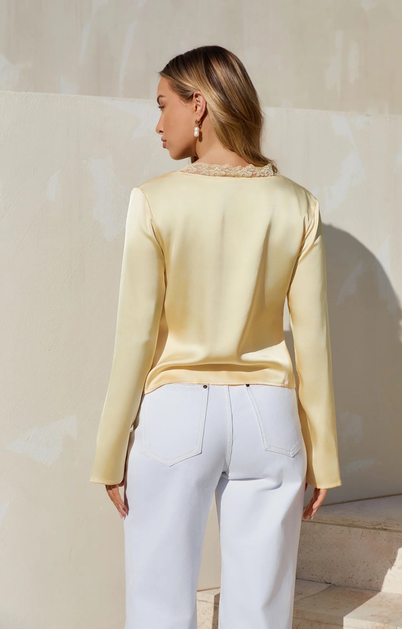 Yellow Satin lace top