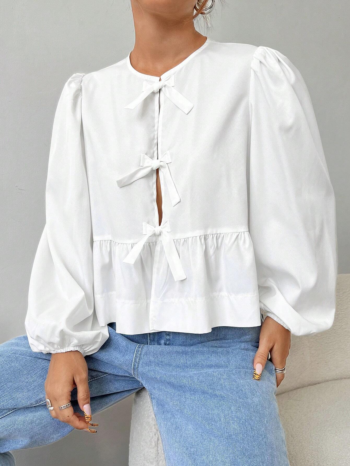 Women Front Bow Short Top