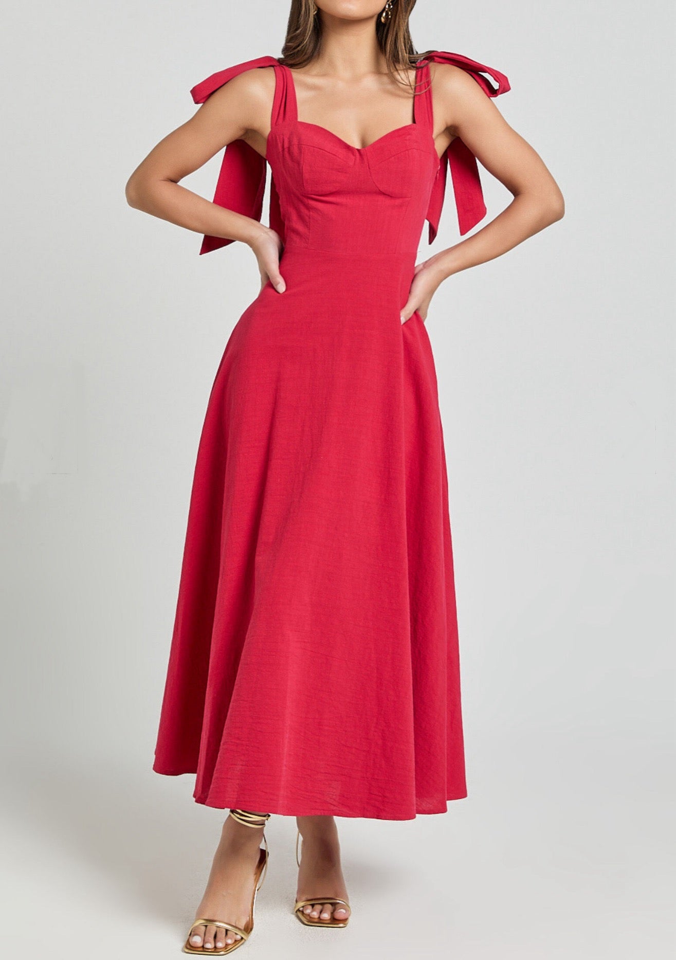Shoulder Bow Maxi Dress
