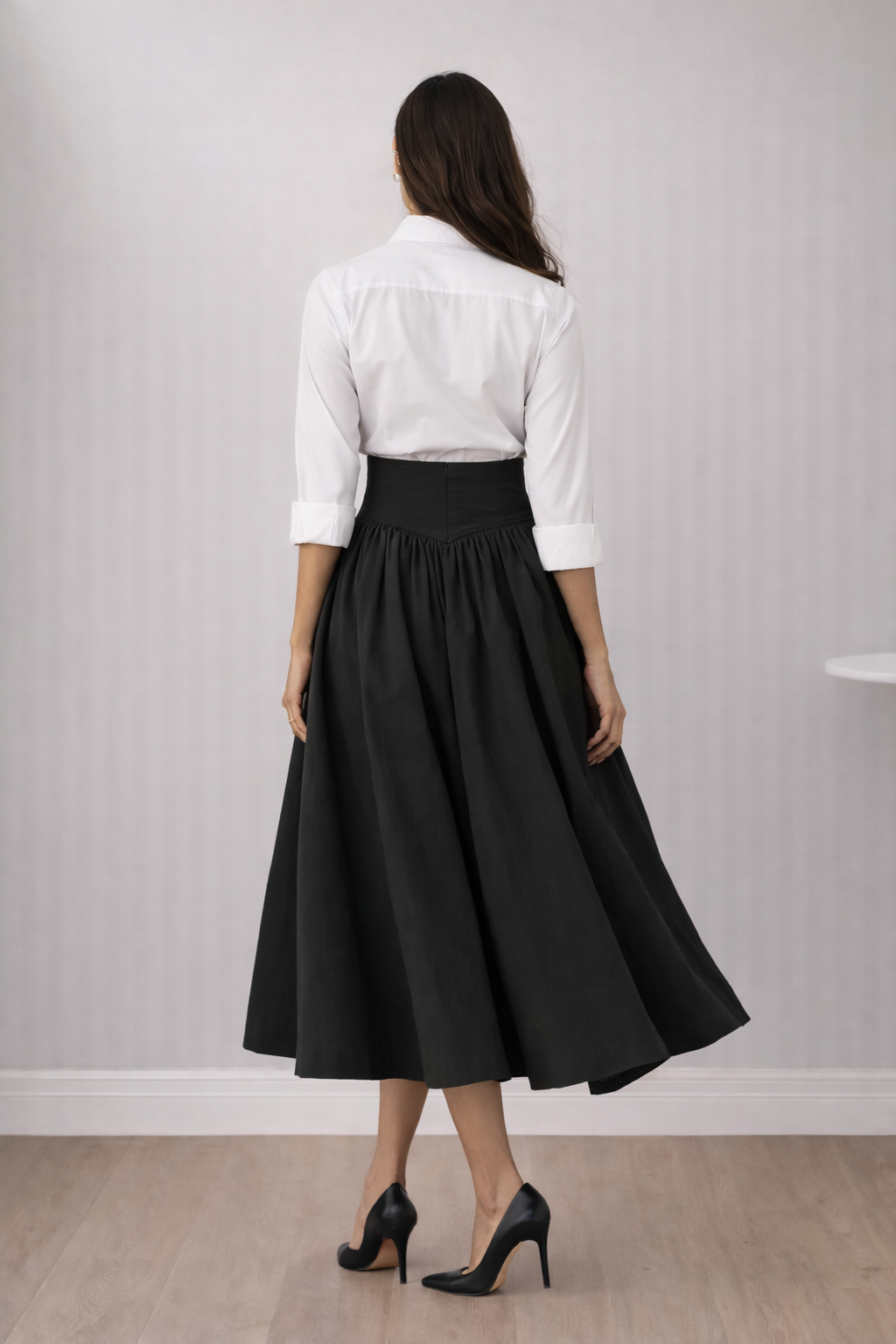 Women’s High Waist Flared Midi Skirt – Elegant Office & Casual Skirt
