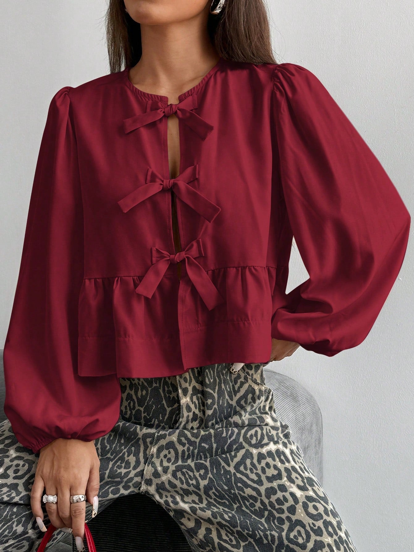 Women Front Bow Short Top