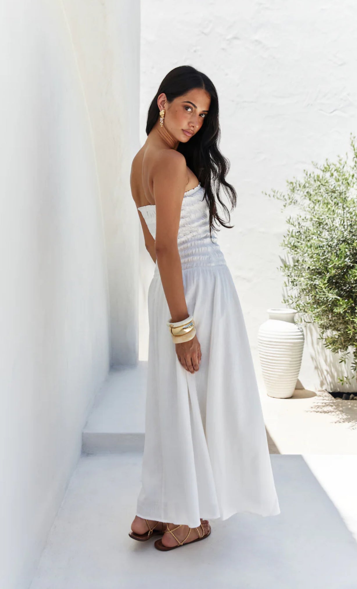Blossom Bay Strapless Maxi Dress White