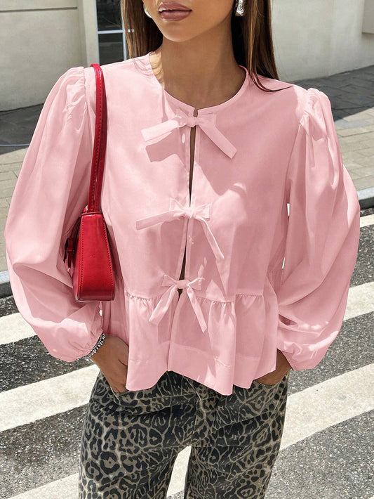 Women Front Bow Short Top