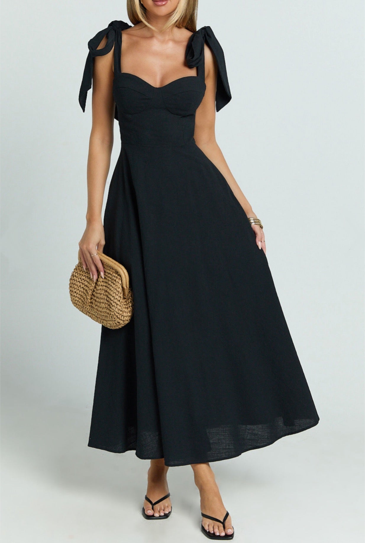 Shoulder Bow Maxi Dress