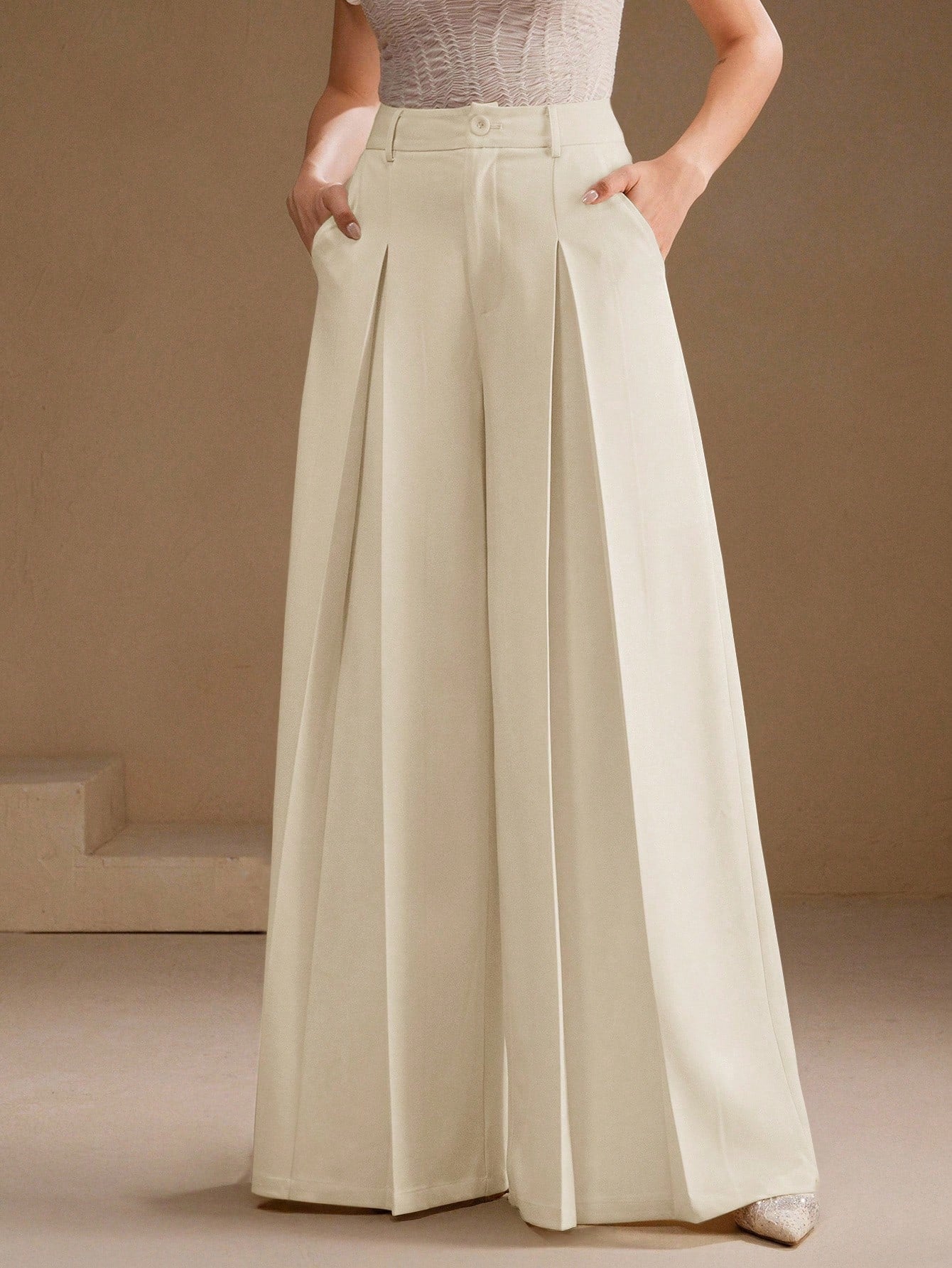 Women Loose fit Wide leg pleated Pant