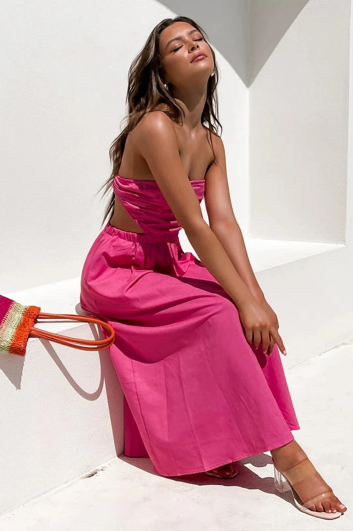 Pink strapless maxi Dress
