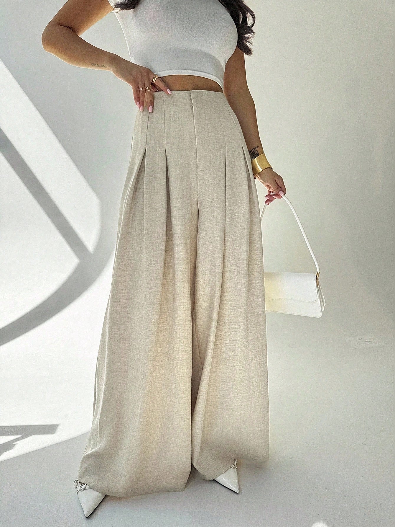 Women's Casual Elegant Pleated Loose Wide-Leg Pants