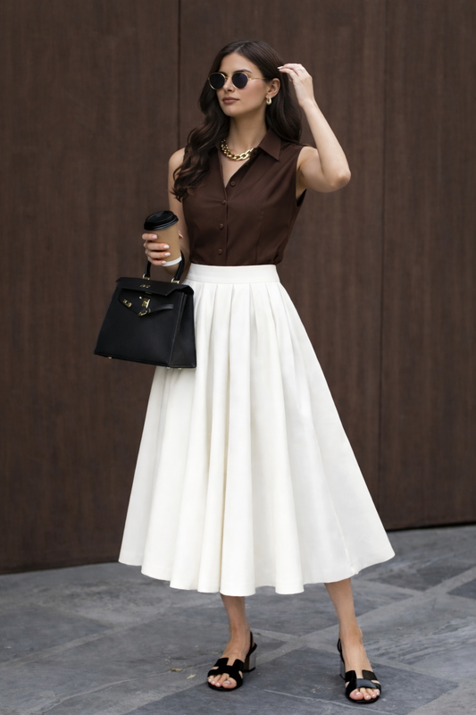 Pleated Midi Skirt | Formal midi skirt