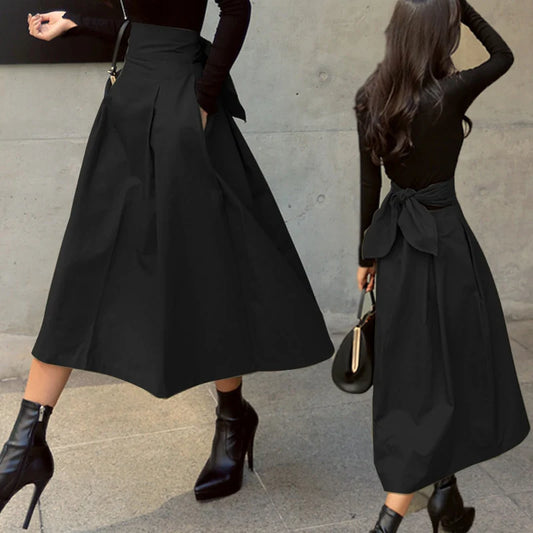 Back Bow Formal Pleated Skirt
