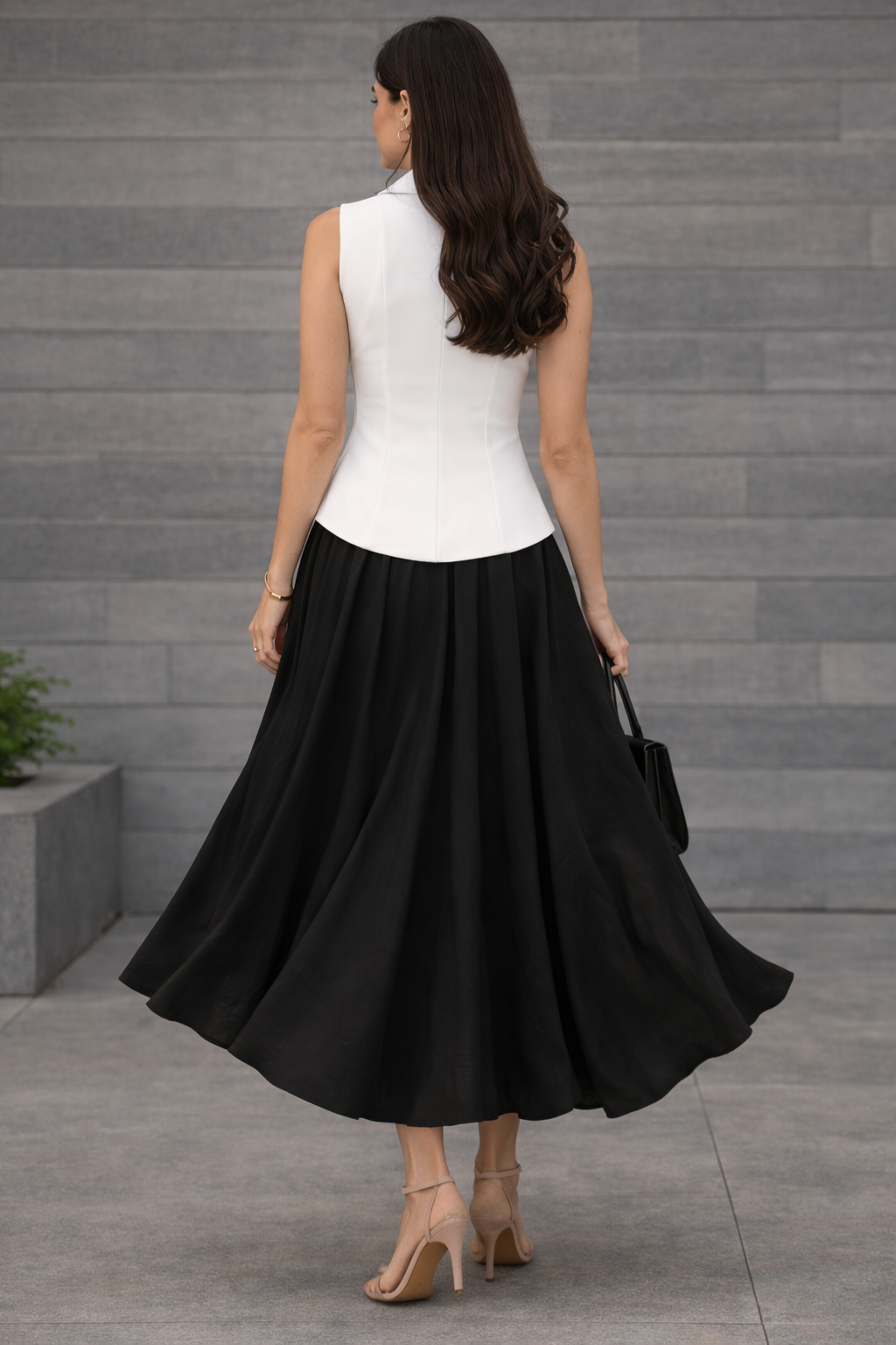 White Sleeveless Tailored Peplum Top for Women