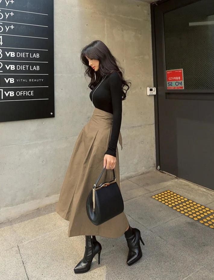 Back Bow Formal Pleated Skirt