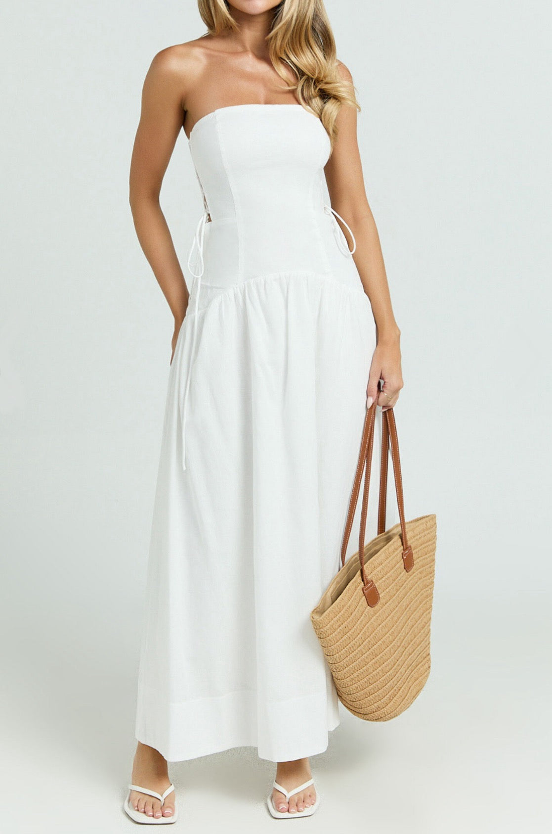 Boho Girl side string Midi Dress