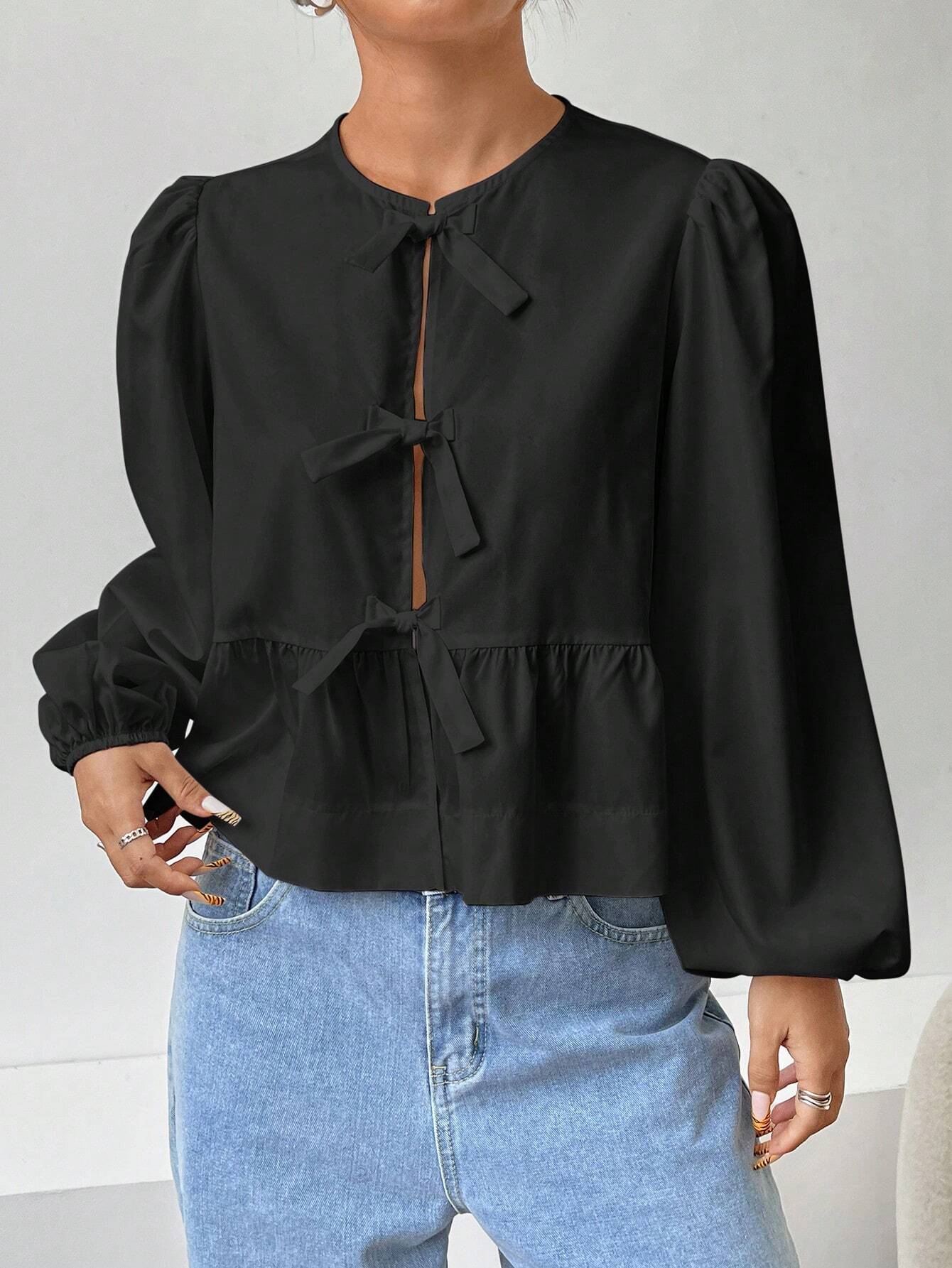 Women Front Bow Short Top