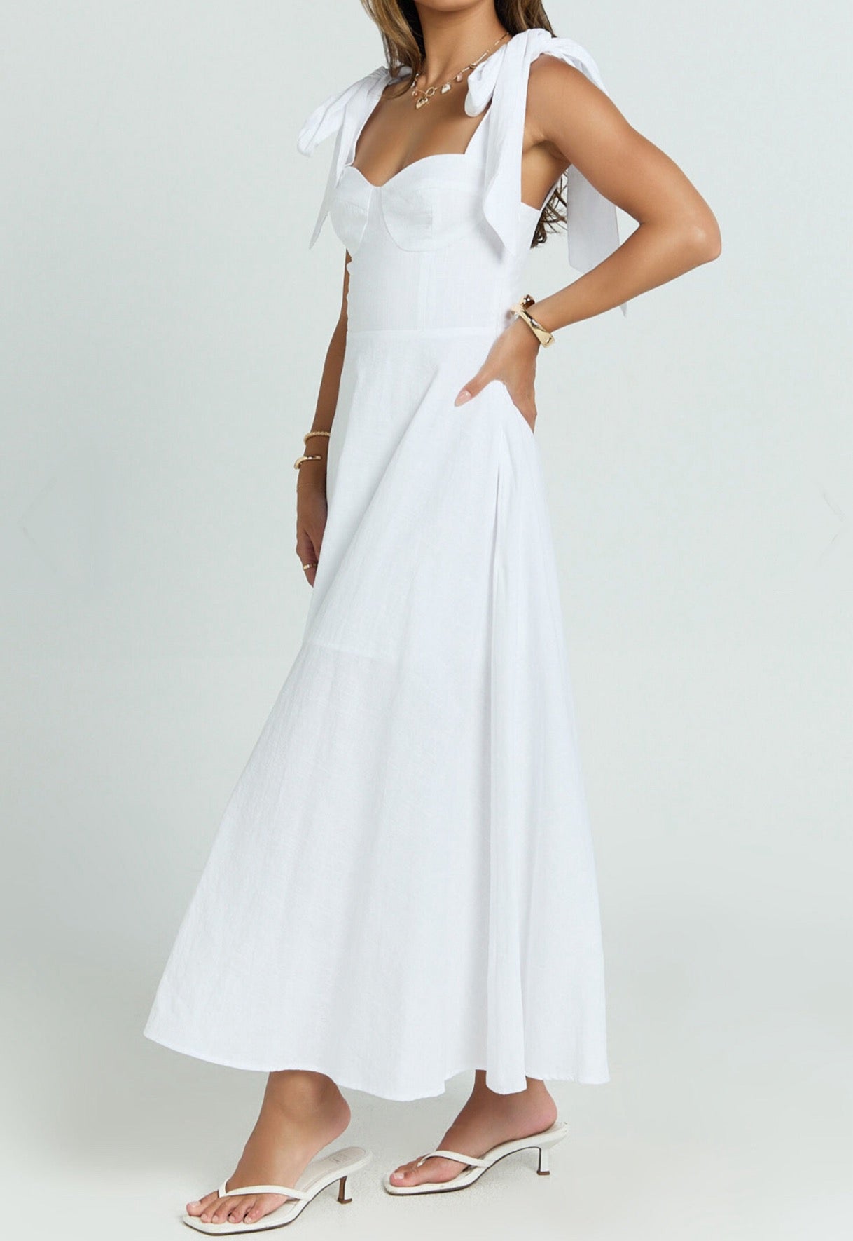 Shoulder Bow Maxi Dress