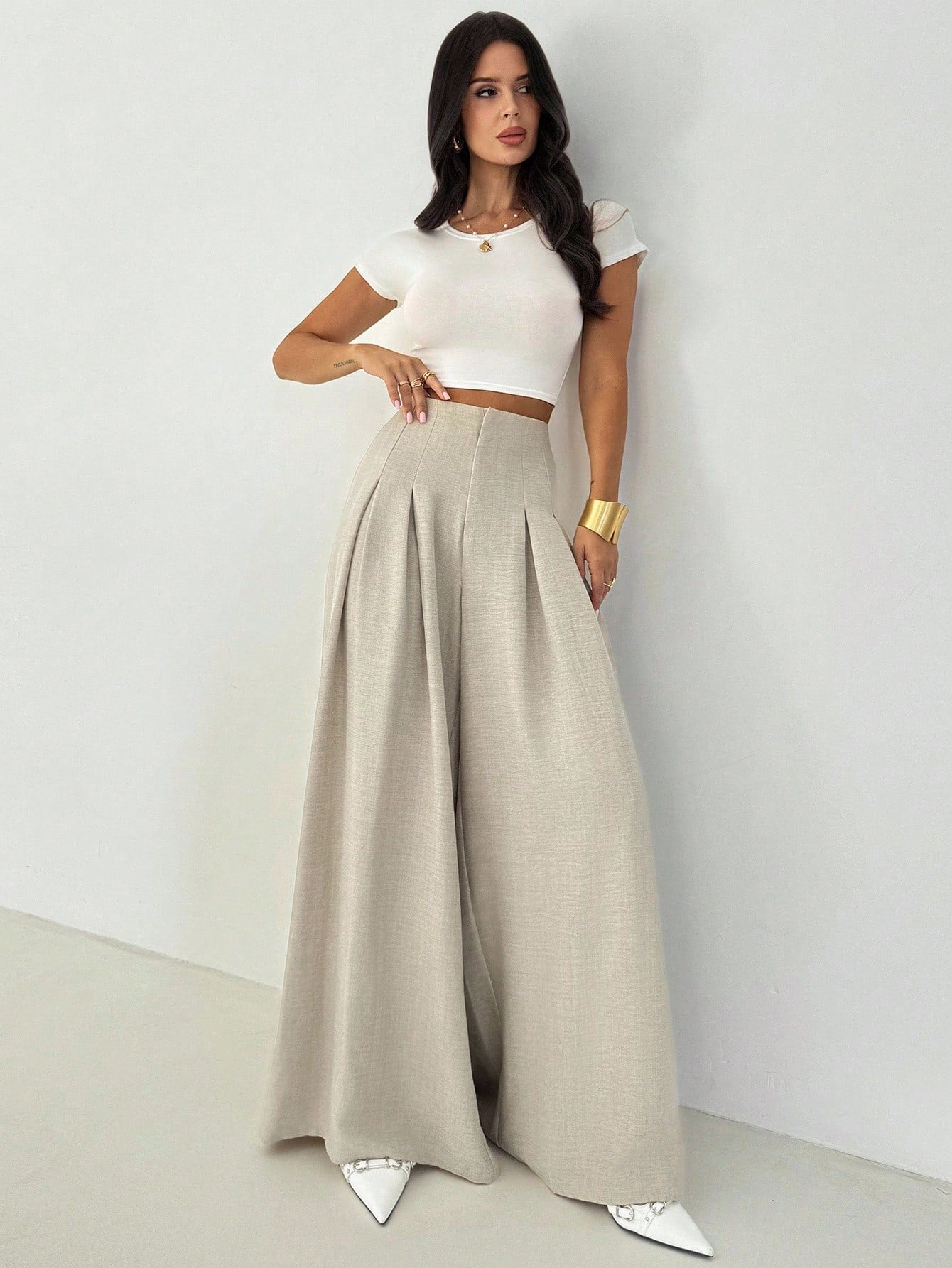 Women's Casual Elegant Pleated Loose Wide-Leg Pants
