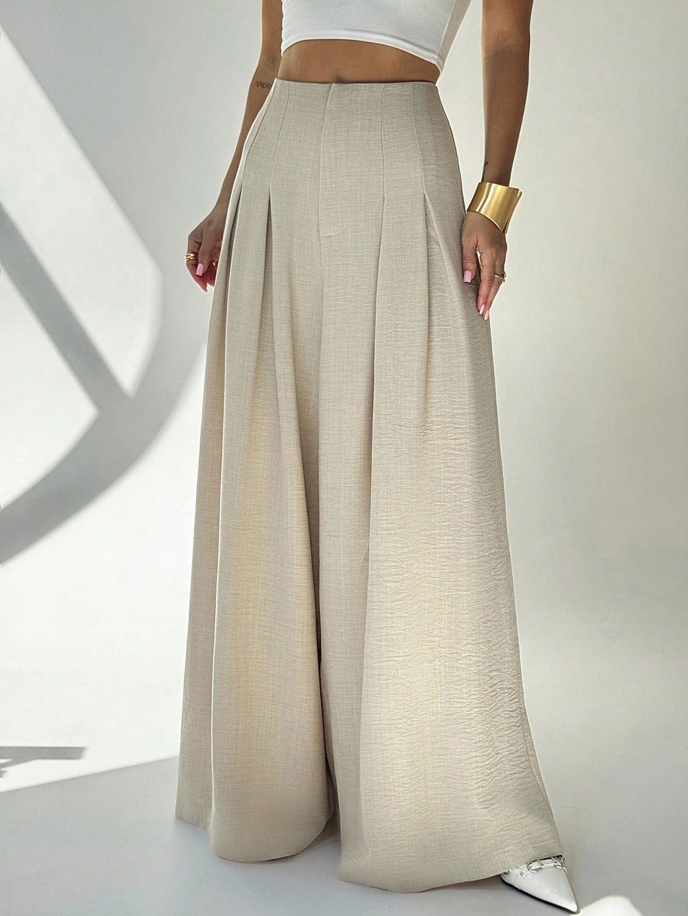 Women's Casual Elegant Pleated Loose Wide-Leg Pants