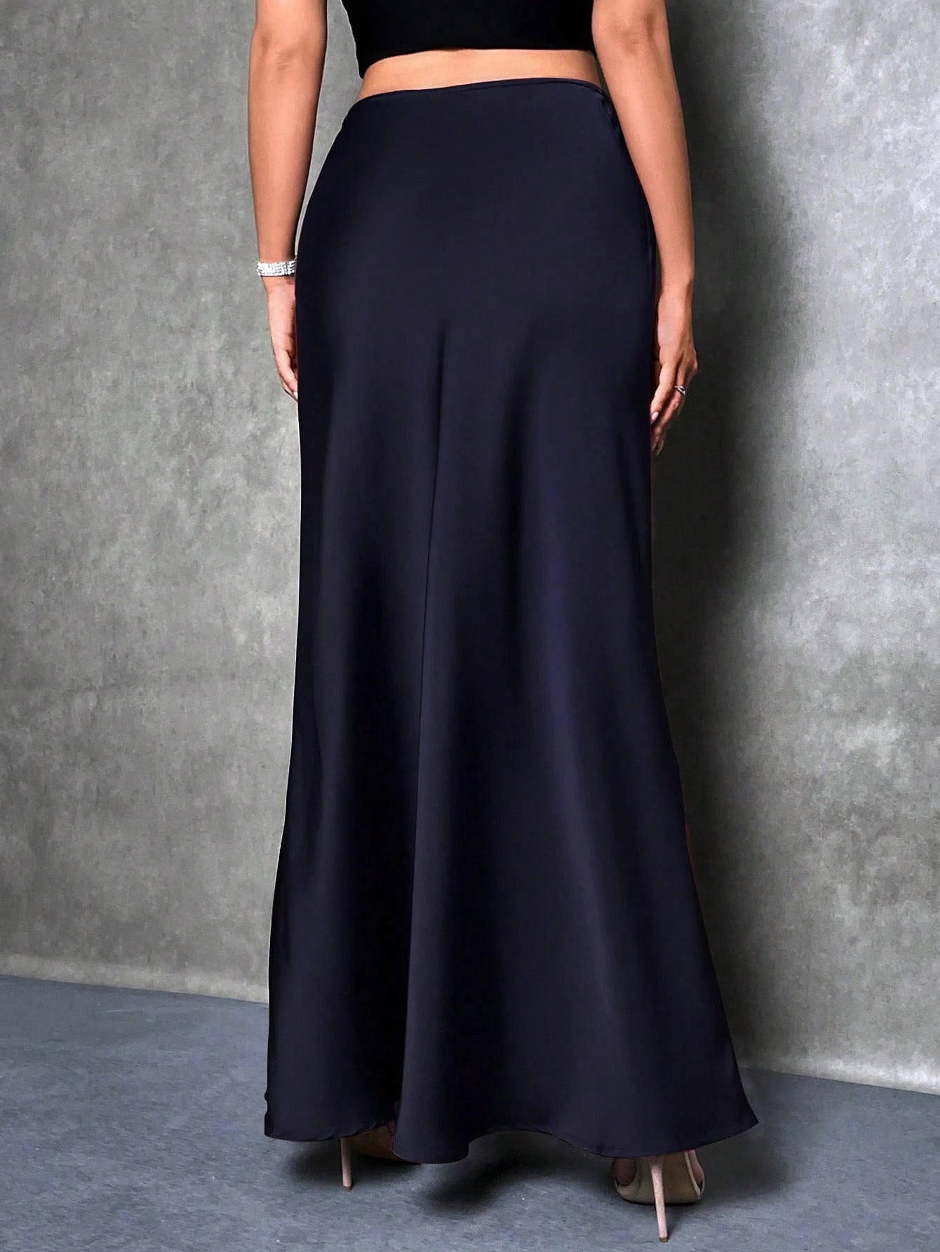 Women's Satin Skirt, Versatile Fish Tail Hem Mid-Length Skirt, Everyday Wear Skirt, Bossy Office Elegant Skirt