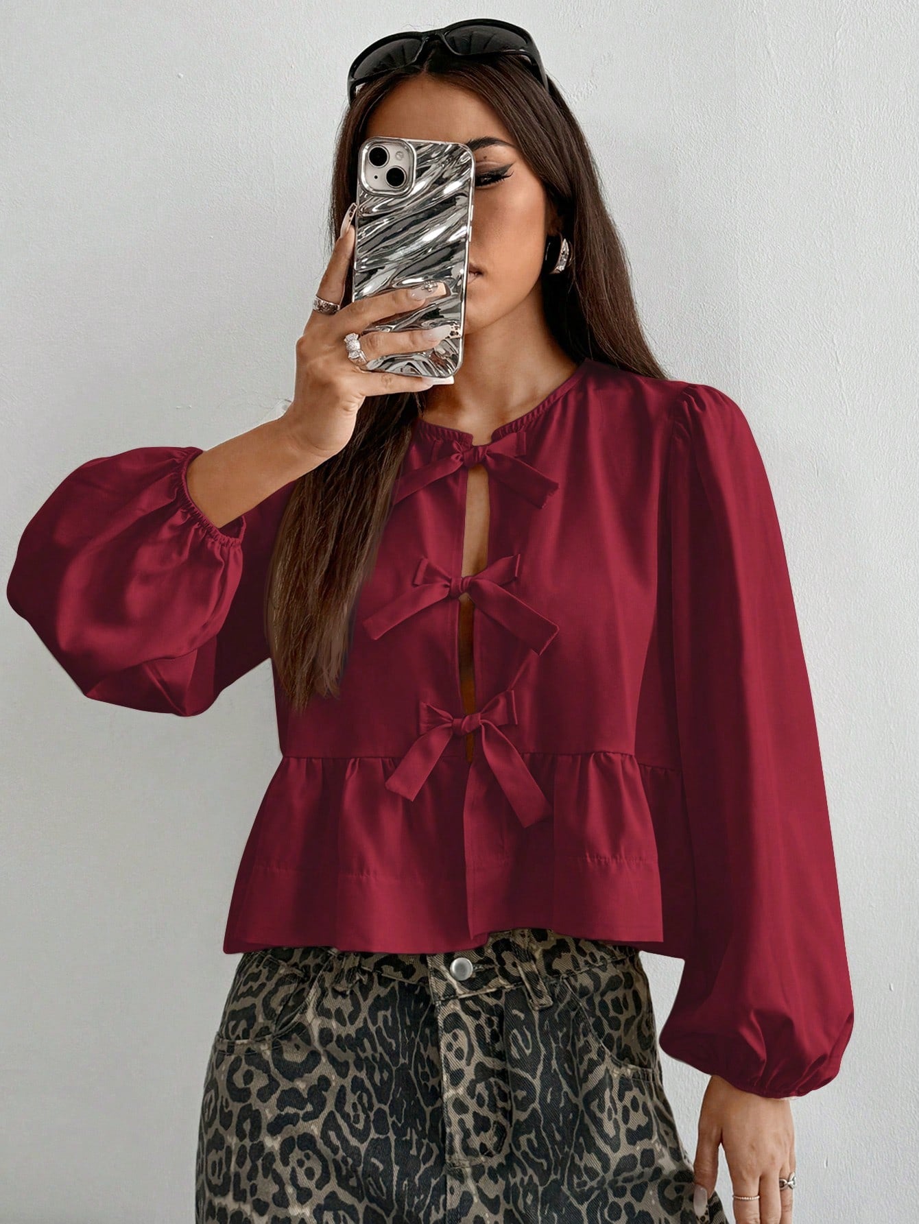Women Front Bow Short Top