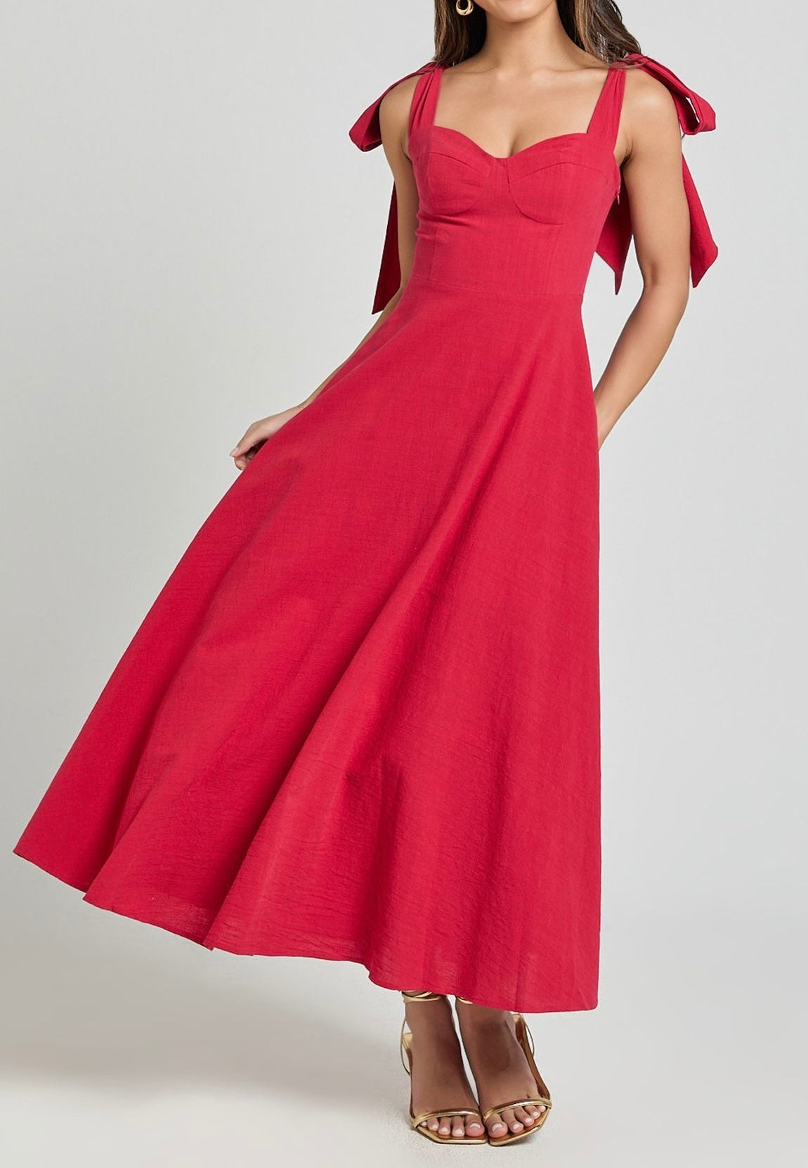 Shoulder Bow Maxi Dress