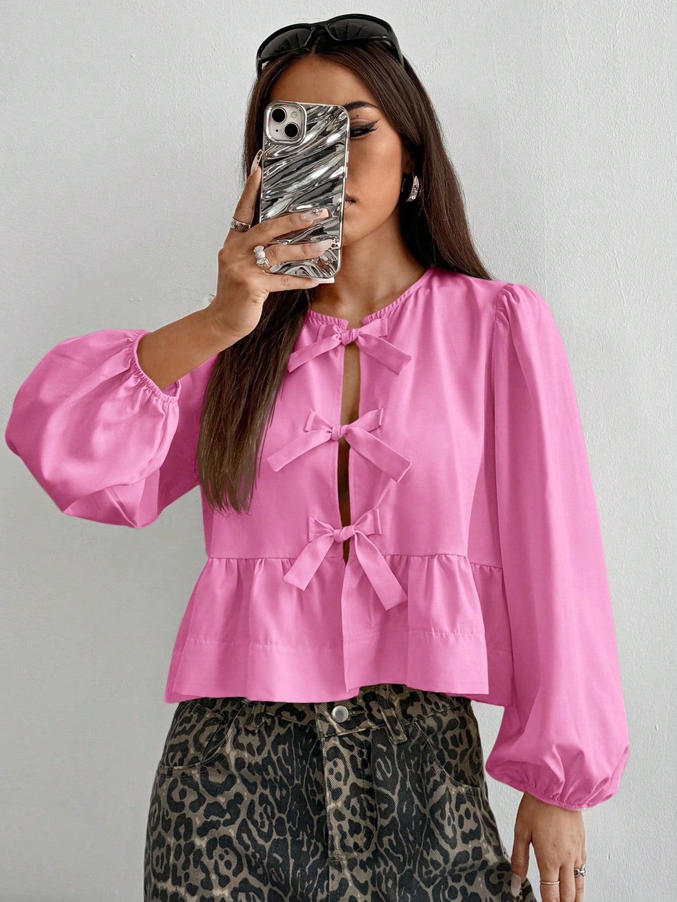 Women Front Bow Short Top