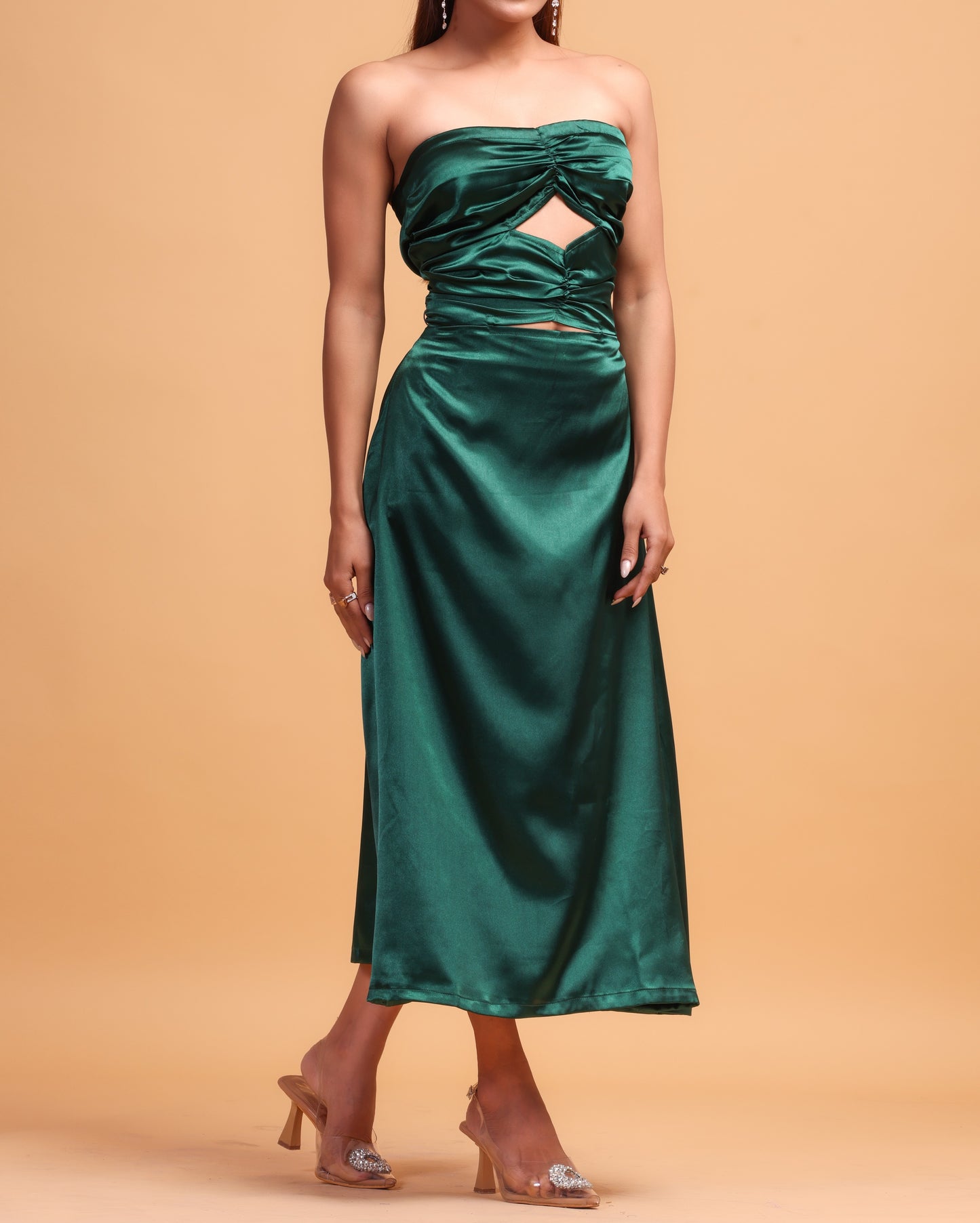 Satin Cutout Maxi Dress