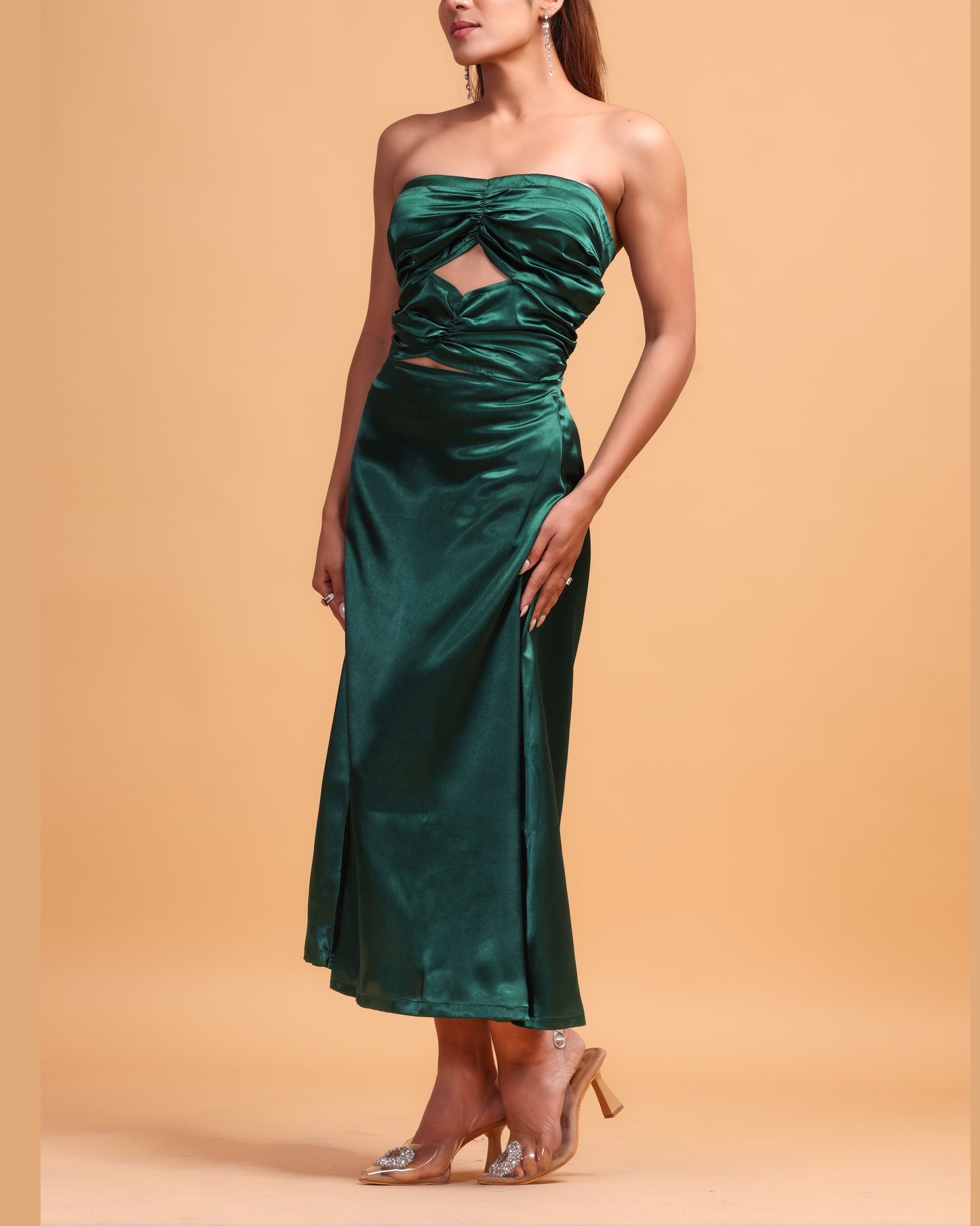 Satin Cutout Maxi Dress