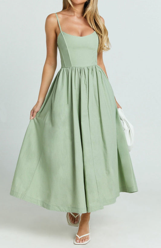 Barbie Core Cotton Midi Dress