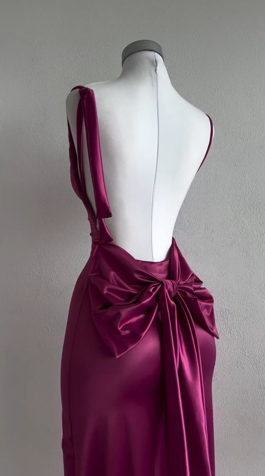 Back Bow Satin Dress