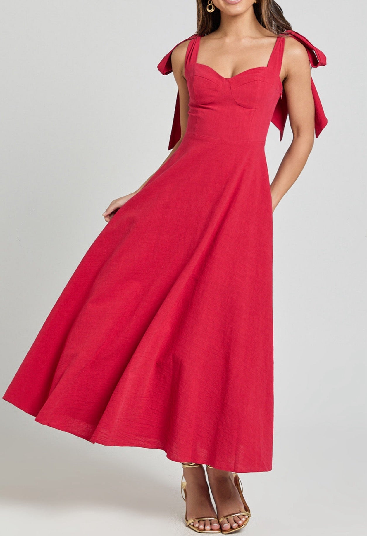 Shoulder Bow Maxi Dress