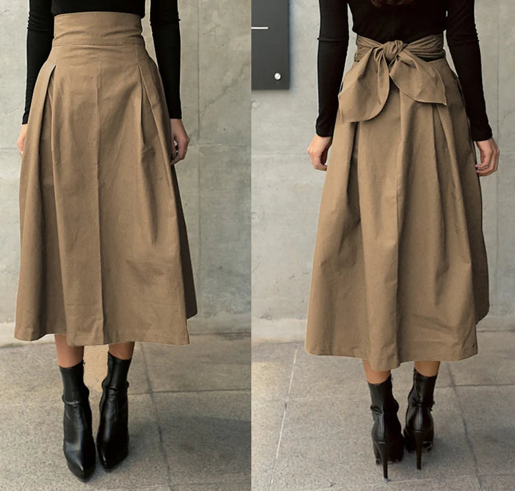Back Bow Formal Pleated Skirt