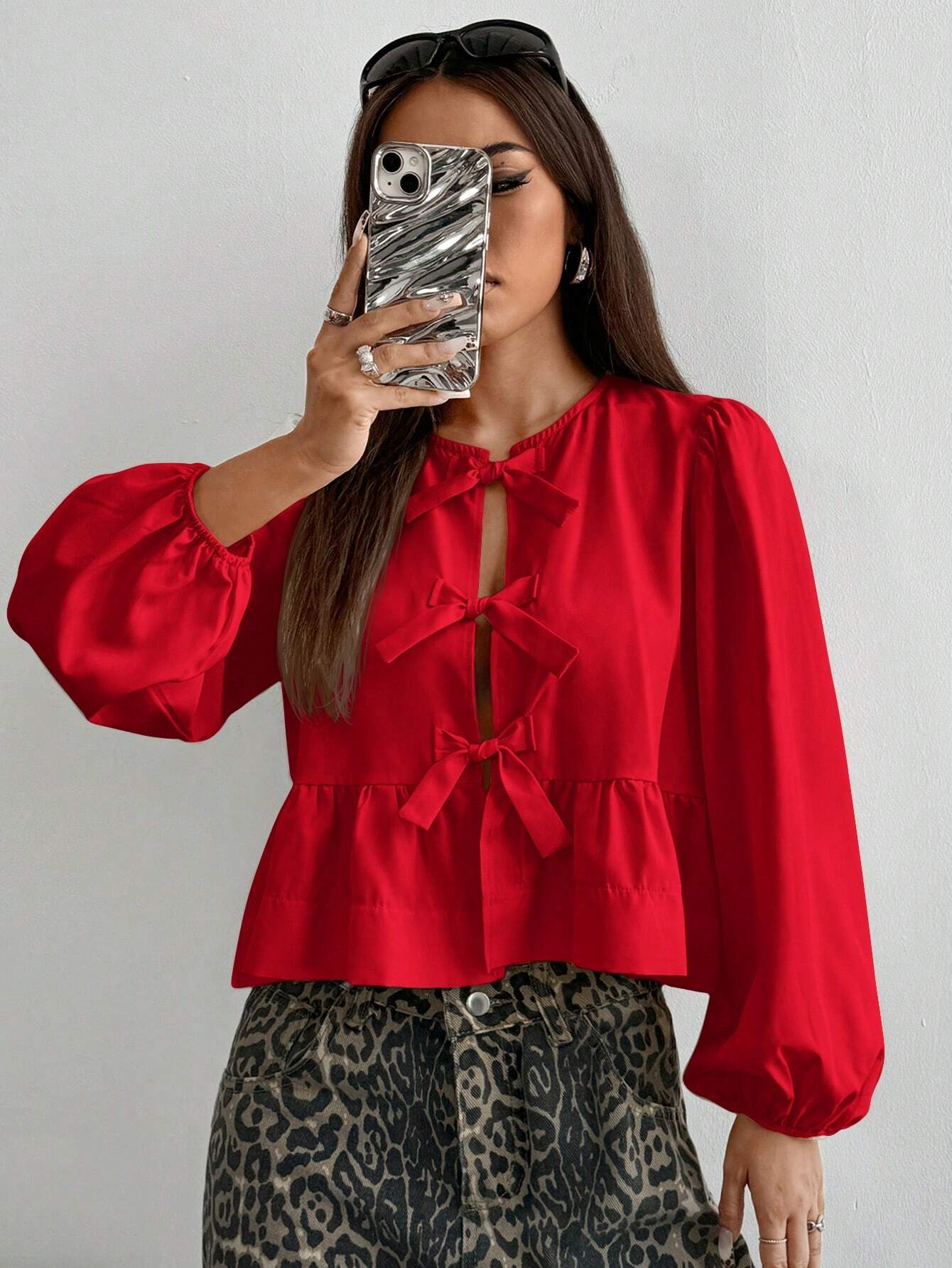 Women Front Bow Short Top