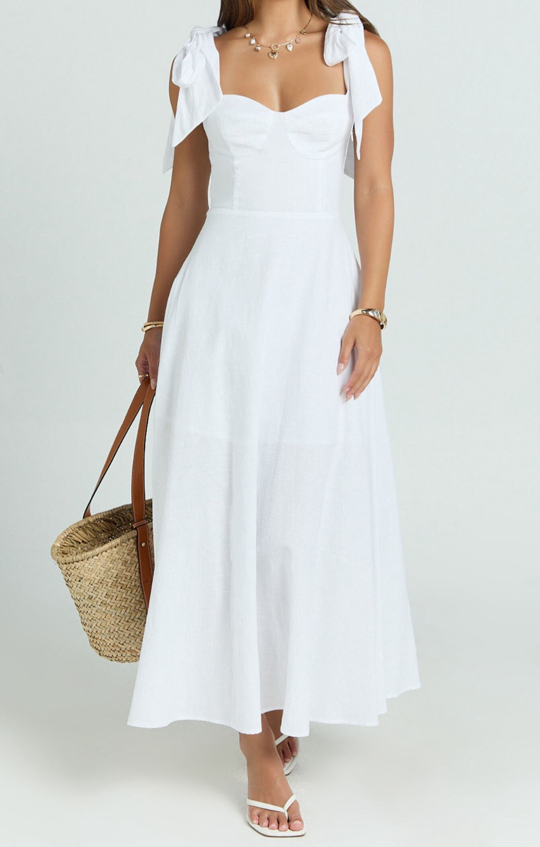 Shoulder Bow Maxi Dress